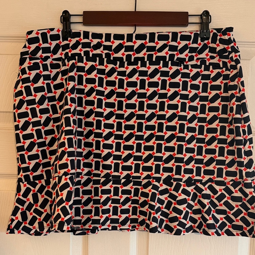 Tail navy blue and red Patterned Skort